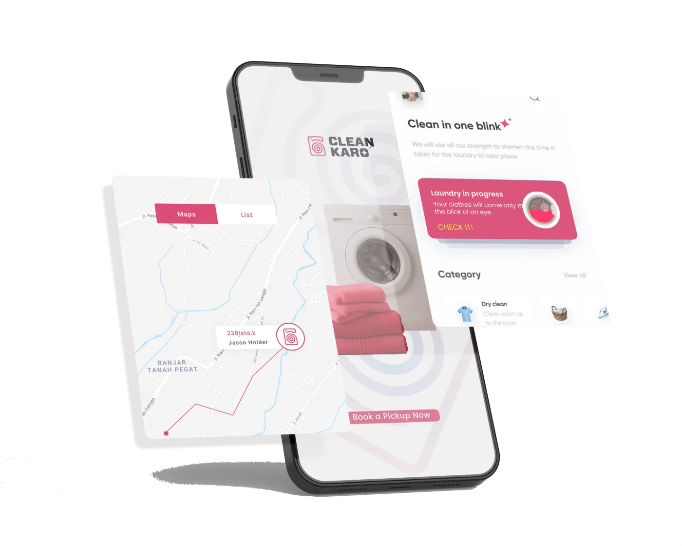 CleanKaro order and delivery screens