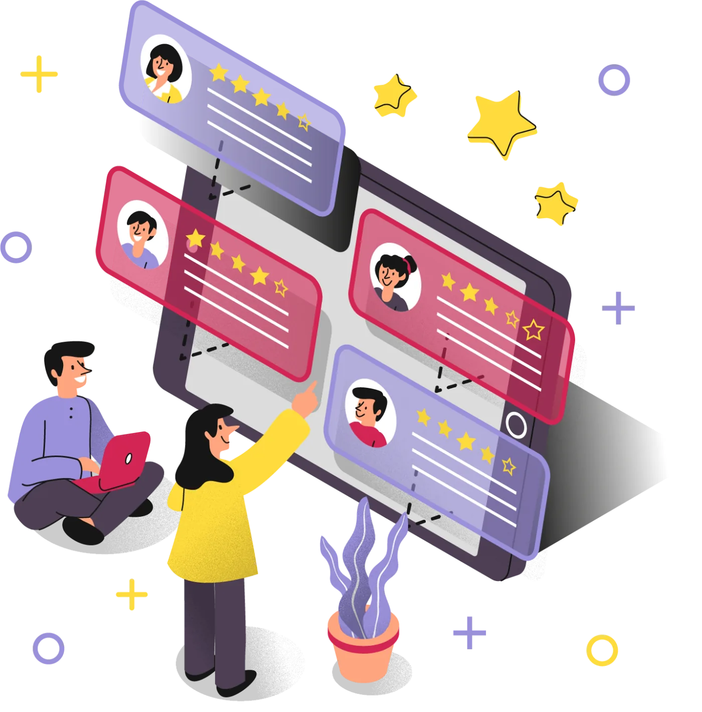 Customers sharing ratings and feedback